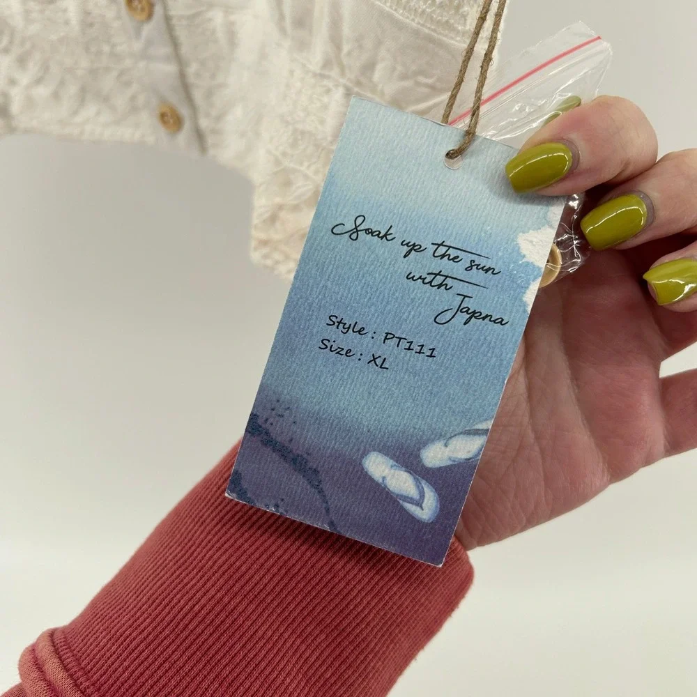 Goa Beachwear by Japna White Lace Crochet Crop Top XL NWT Boho Festival Coastal - Picture 5 of 12